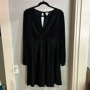 Black Velvet Polka Dot Dress Size Medium